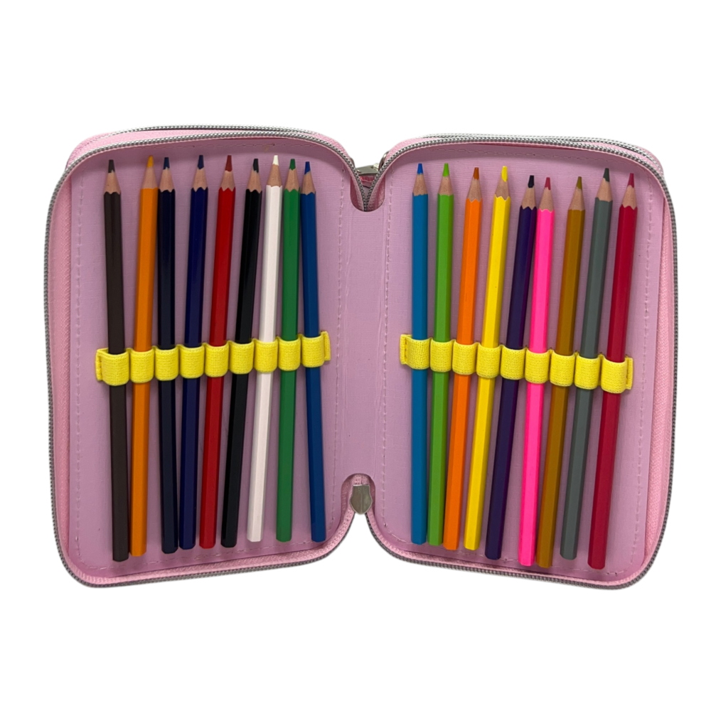 ASTUCCIO SCUOLA HELLO KITTY AND FRIENDS SANRIO MULTISCOMPARTO 3 ZIP PORTACOLORI GIOTTO - 5558