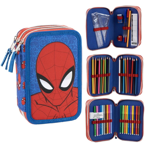ASTUCCIO SCUOLA SPIDERMAN MARVEL MULTISCOMPARTO 3 ZIP PORTACOLORI GIOTTO - 5562