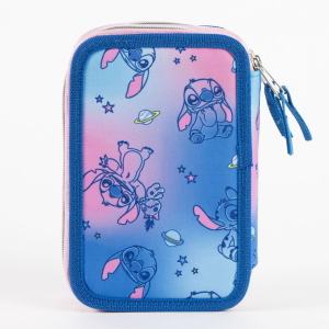 ASTUCCIO SCUOLA STITCH DISNEY MULTISCOMPARTO 3 ZIP PORTACOLORI GIOTTO - 5563