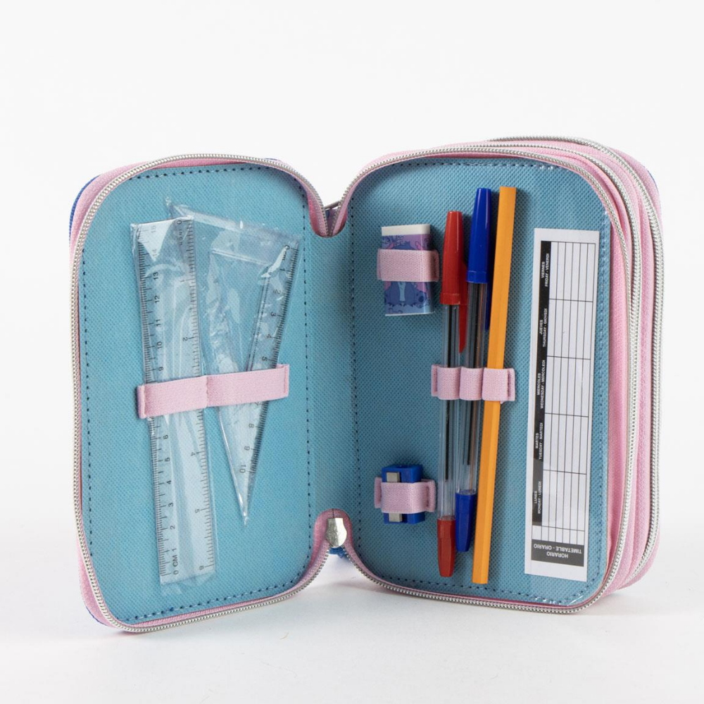 ASTUCCIO SCUOLA STITCH DISNEY MULTISCOMPARTO 3 ZIP PORTACOLORI GIOTTO - 5563