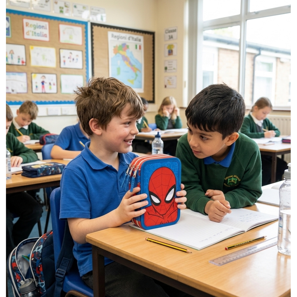 ASTUCCIO SCUOLA SPIDERMAN MARVEL MULTISCOMPARTO 3 ZIP PORTACOLORI GIOTTO - 5562