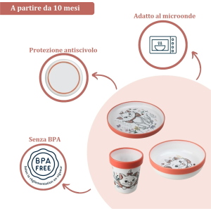 SET PAPPA MARIE DISNEY 3 PEZZI STOVIGLIE IN PLASTICA CON SILICONE ANTISCIVOLO ADATTA AL MICROONDE- 86664