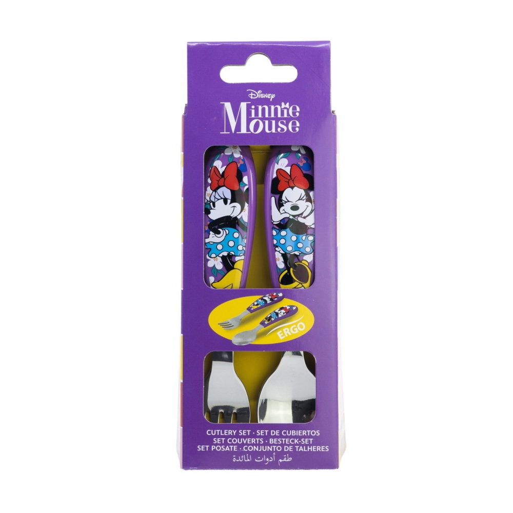 POSATE MINNIE DISNEY FORCHETTA E CUCCHIAIO IN ACCIAIO INOX MANICO ERGONOMICO- ST81218
