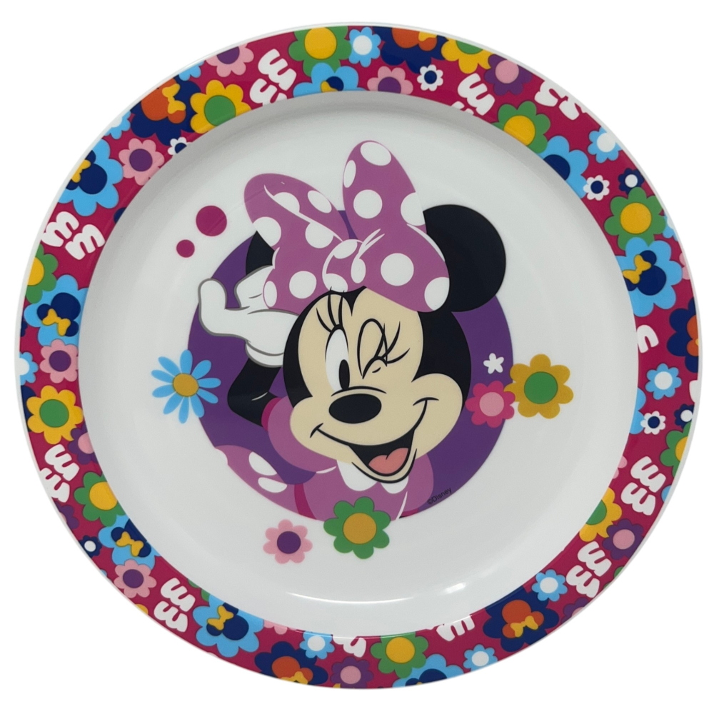 SET PAPPA 5 PEZZI MINNIE DISNEY IN PLASTICA ADATTA AL MICROONDE PIATTI BICCHIERE POSATE  - ST81250