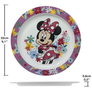 SET PAPPA 5 PEZZI MINNIE DISNEY IN PLASTICA ADATTA AL MICROONDE PIATTI BICCHIERE POSATE  - ST81250