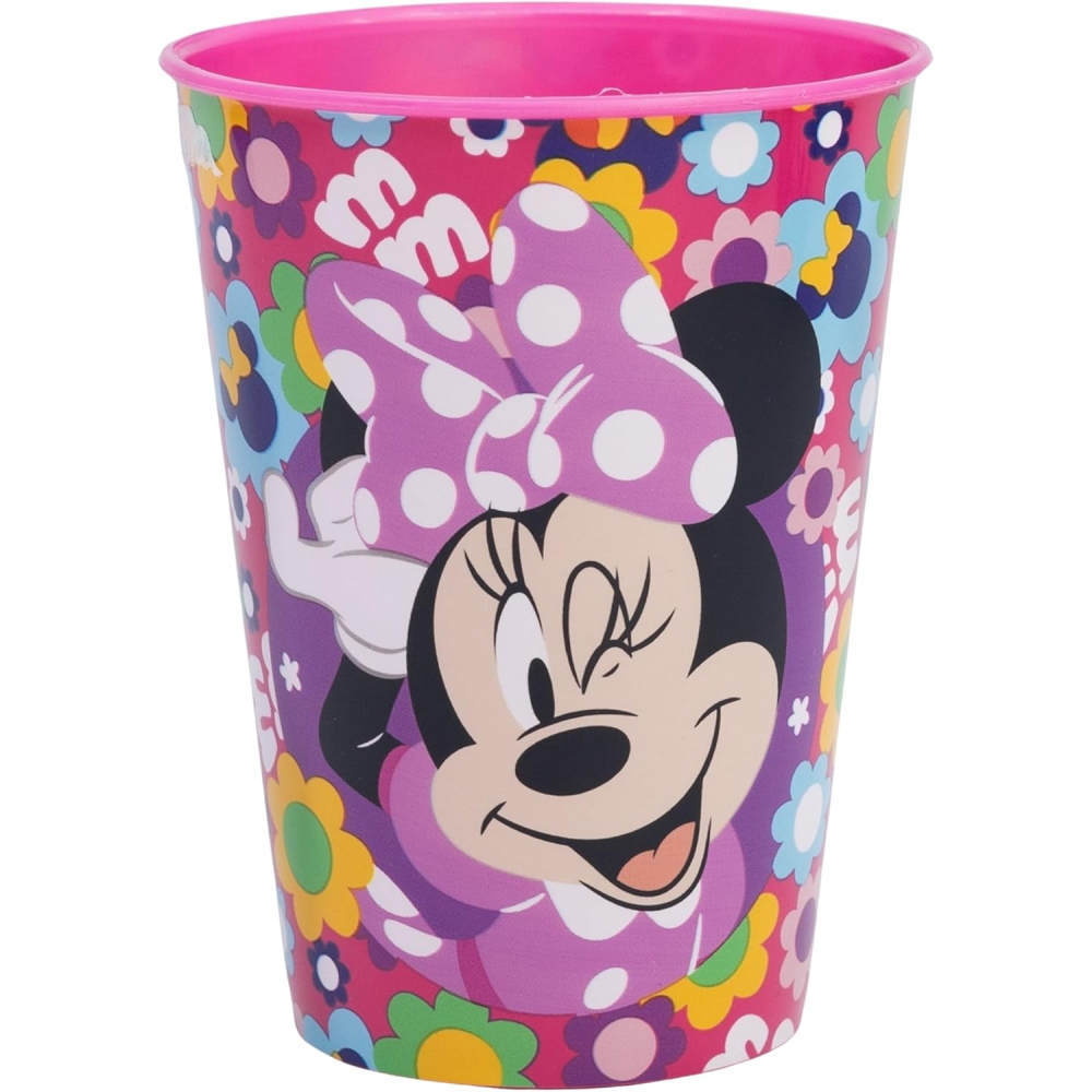 SET PAPPA 5 PEZZI MINNIE DISNEY IN PLASTICA ADATTA AL MICROONDE PIATTI BICCHIERE POSATE  - ST81250