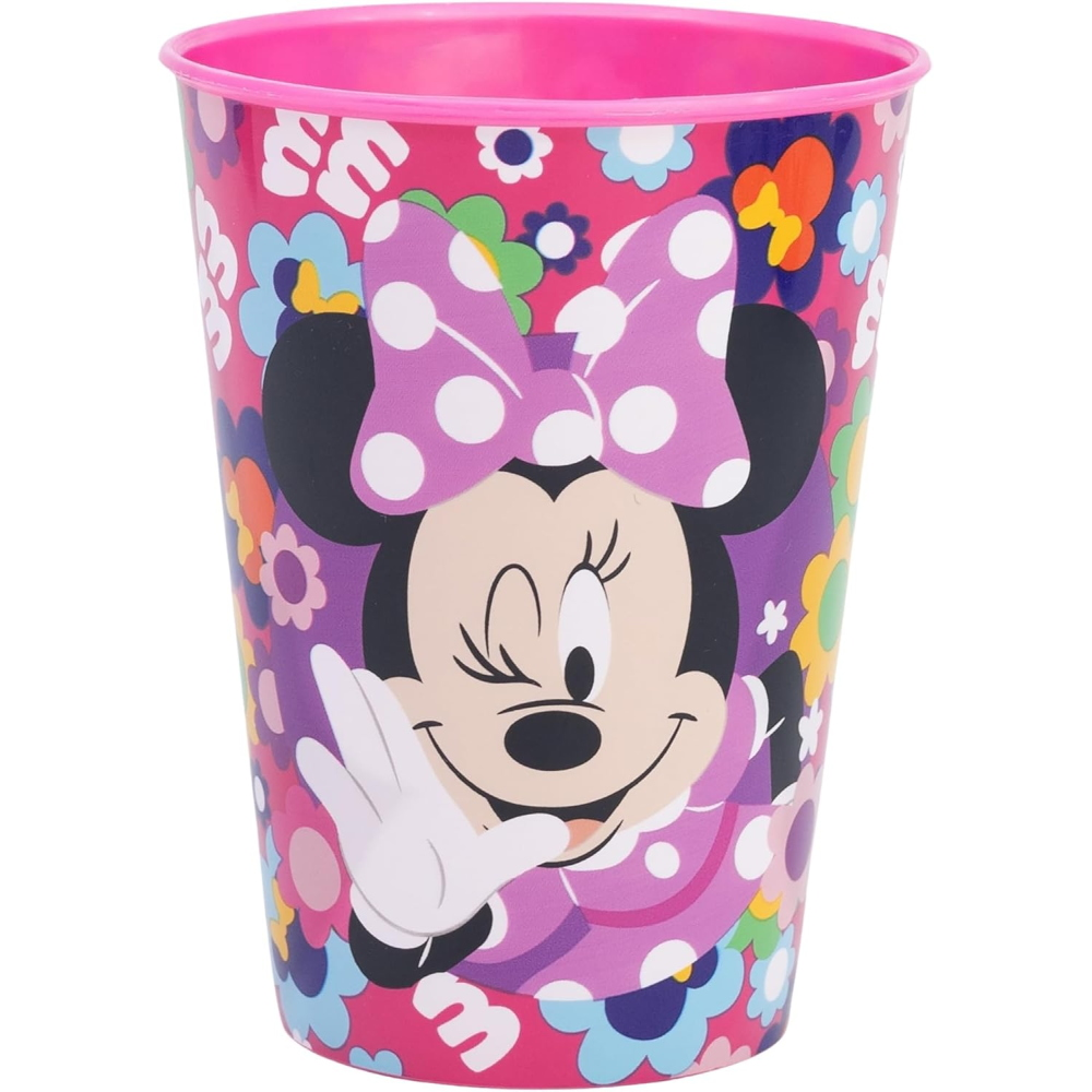 SET PAPPA 5 PEZZI MINNIE DISNEY IN PLASTICA ADATTA AL MICROONDE PIATTI BICCHIERE POSATE  - ST81250