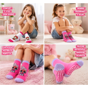 CALZINI ANTISCIVOLO LOL SURPRISE IN COTONE MERCERIZZATO 4 PAIA 2 IMMAGINI 31/34  - LOL2606/MIX34