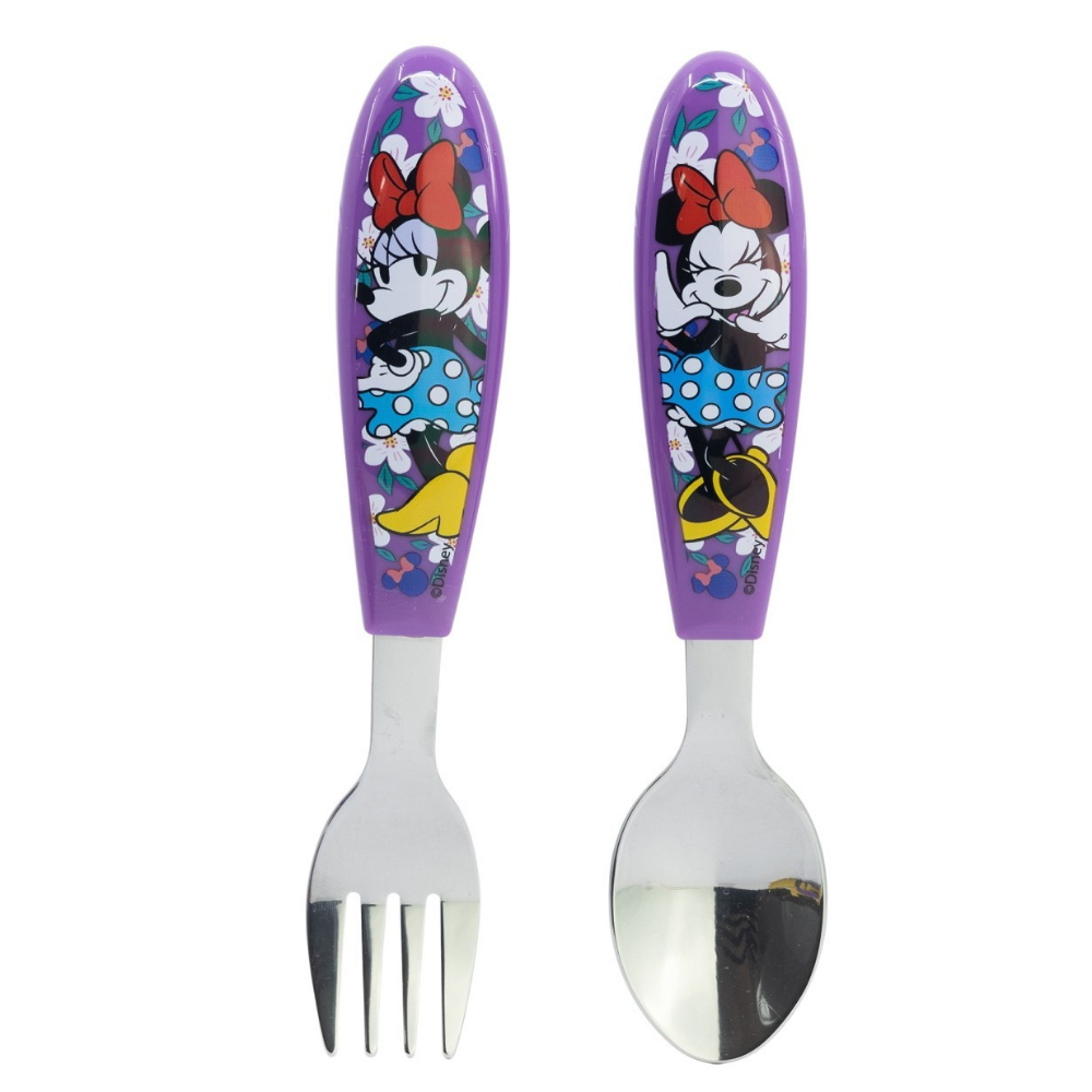 POSATE MINNIE DISNEY FORCHETTA E CUCCHIAIO IN ACCIAIO INOX MANICO ERGONOMICO- ST81218