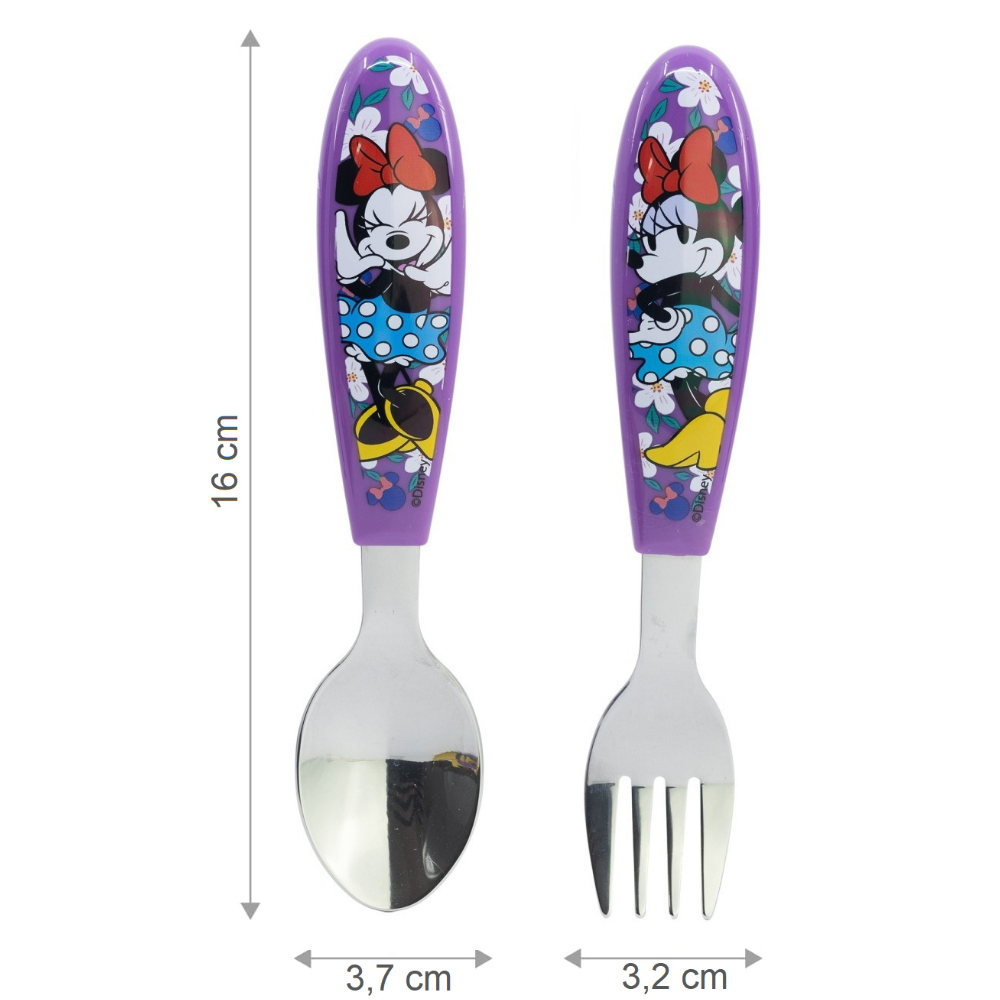 POSATE MINNIE DISNEY FORCHETTA E CUCCHIAIO IN ACCIAIO INOX MANICO ERGONOMICO- ST81218