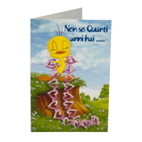 Biglietto Auguri Compleanno Divertente con Frase Ironica e Cuori