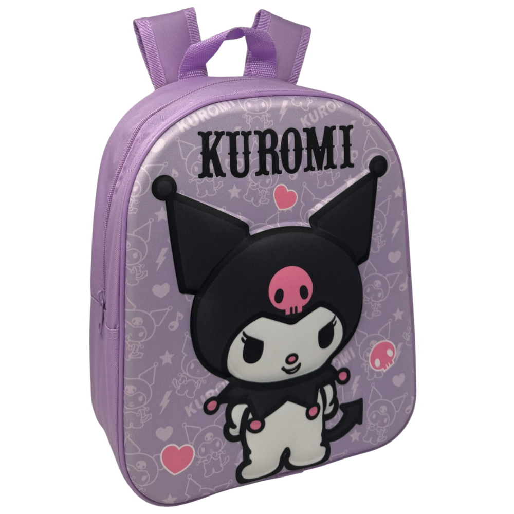 ZAINO ASILO 3D KUROMI SANRIO IMMAGINE A RILIEVO BORSA SCUOLA TEMPO LIBERO - 1000EVA315284