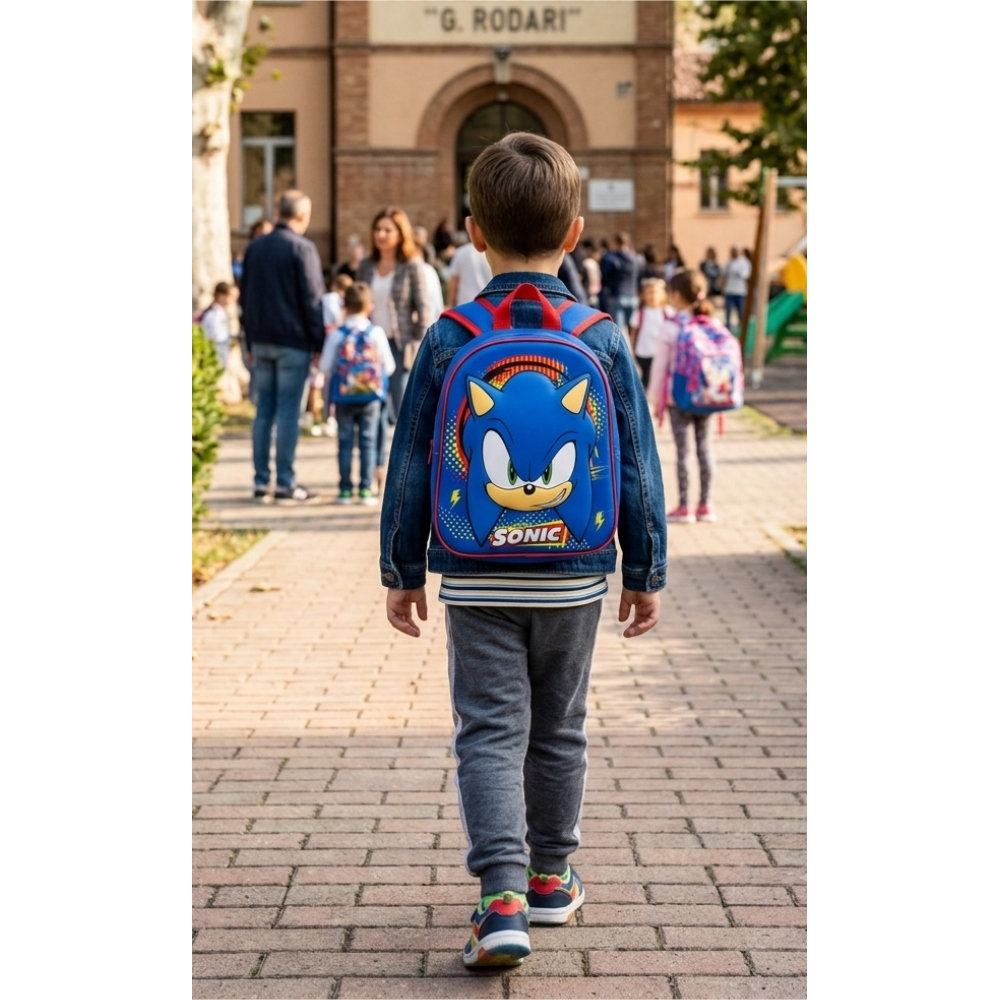 ZAINO ASILO 3D SONIC IMMAGINE A RILIEVO BORSA SCUOLA TEMPO LIBERO - 1000EVA3142362