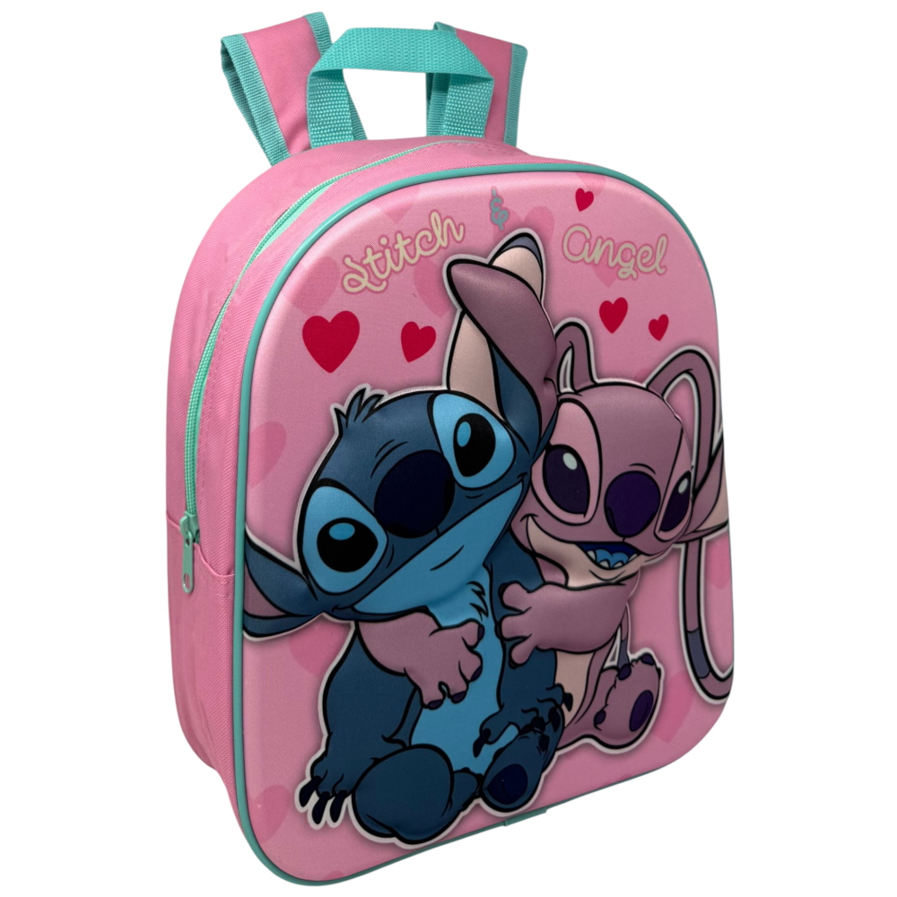 ZAINO ASILO 3D STITCH E ANGEL DISNEY IMMAGINE A RILIEVO BORSA SCUOLA TEMPO LIBERO - 1000EVA315292