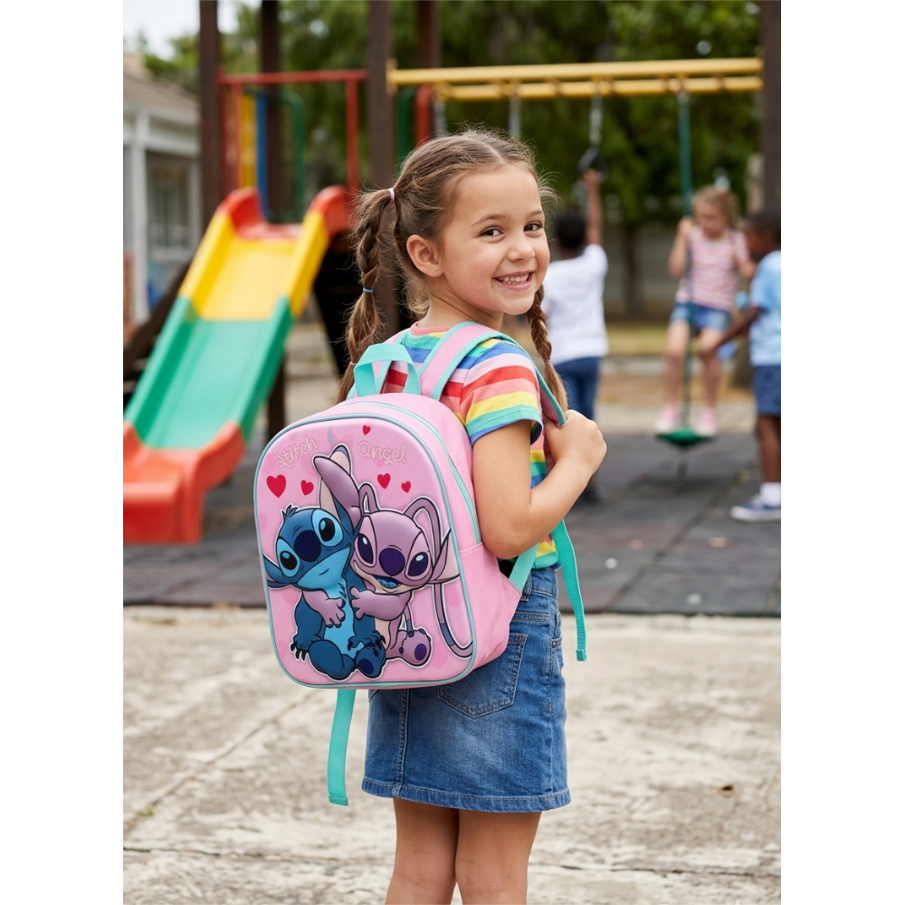 ZAINO ASILO 3D STITCH E ANGEL DISNEY IMMAGINE A RILIEVO BORSA SCUOLA TEMPO LIBERO - 1000EVA315292