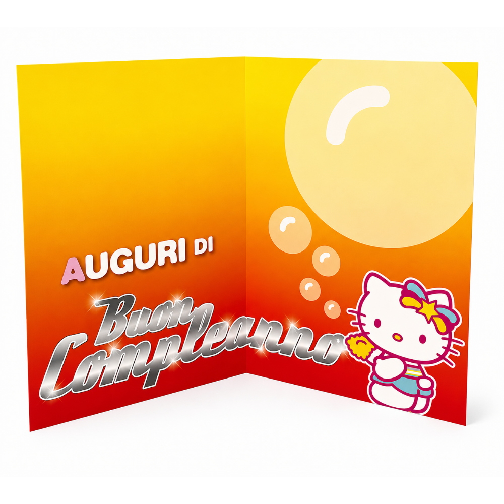 Biglietto Auguri Hello Kitty Biglietto di Buon Compleanno Originale con Grafica Colorata