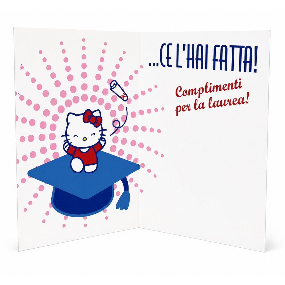 Biglietto Auguri Hello Kitty Biglietto Originale di Compleanno con Grafica Dolce e Simpatica