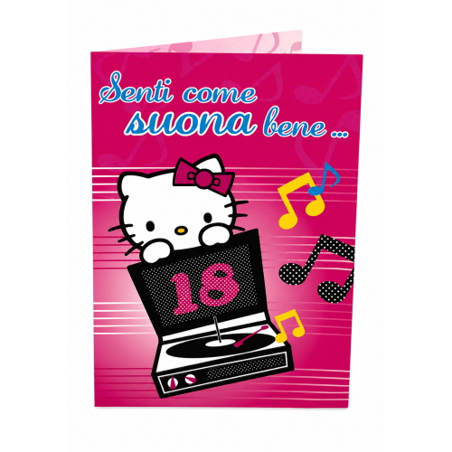 Biglietto Auguri 18 Anni Hello Kitty Musicale Originale