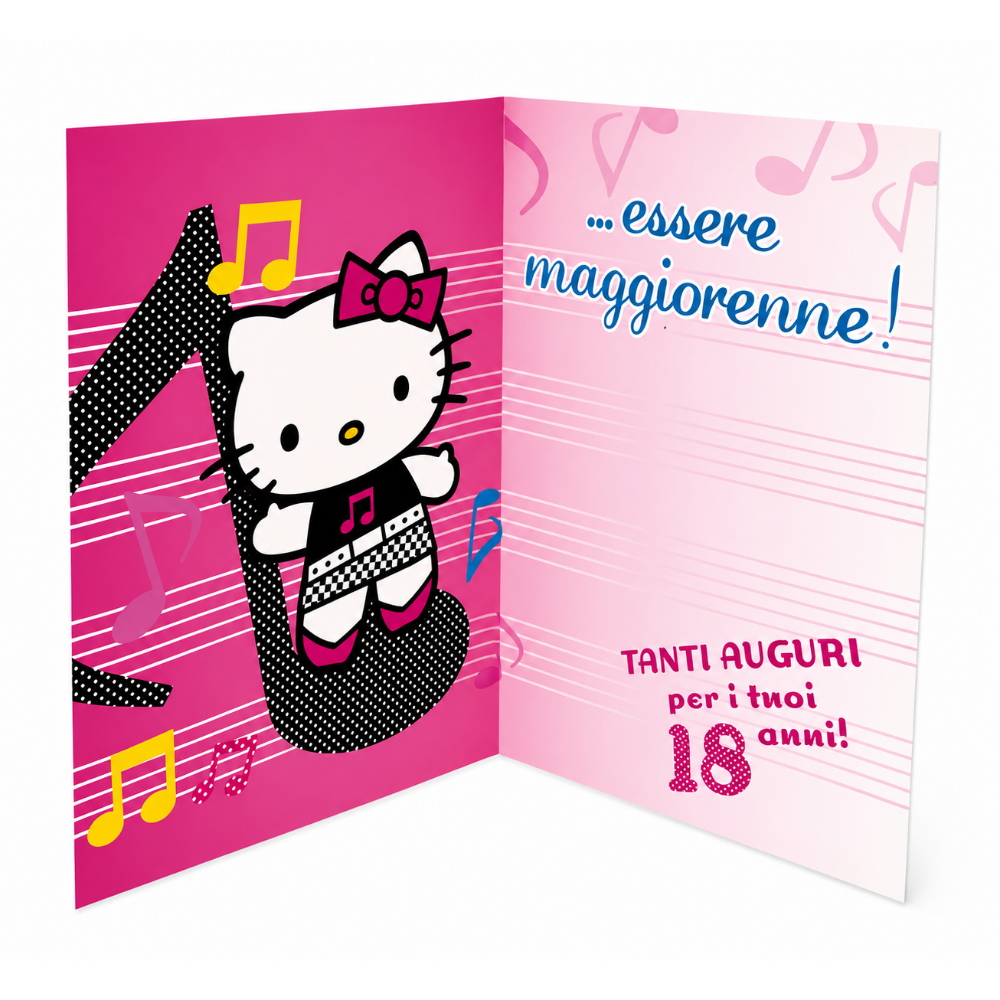Biglietto Auguri 18 Anni Hello Kitty Musicale Originale