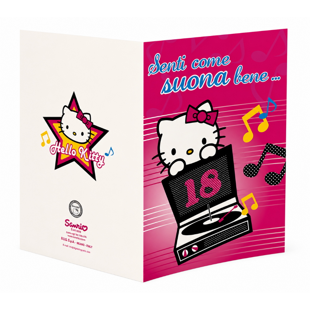 Biglietto Auguri 18 Anni Hello Kitty Musicale Originale