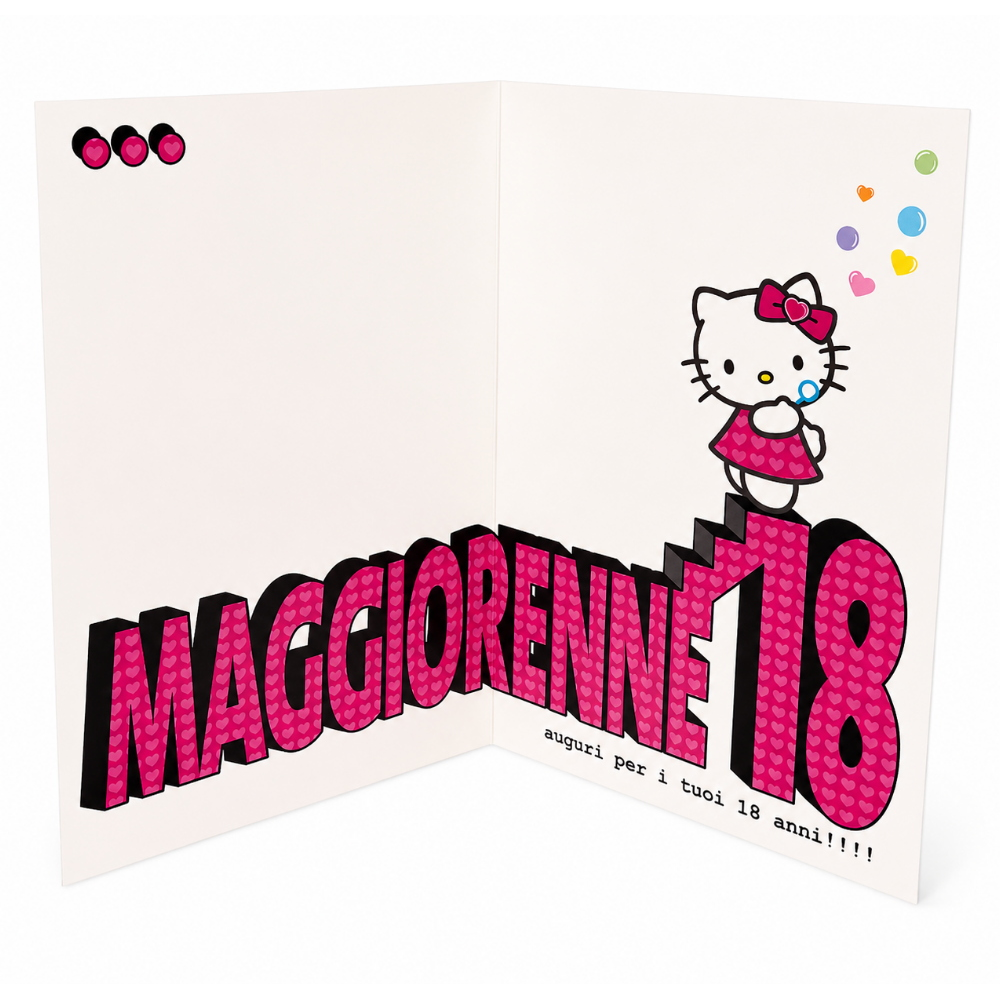 Biglietto Auguri 18 Anni Hello Kitty Originale Sanrio per Ragazza