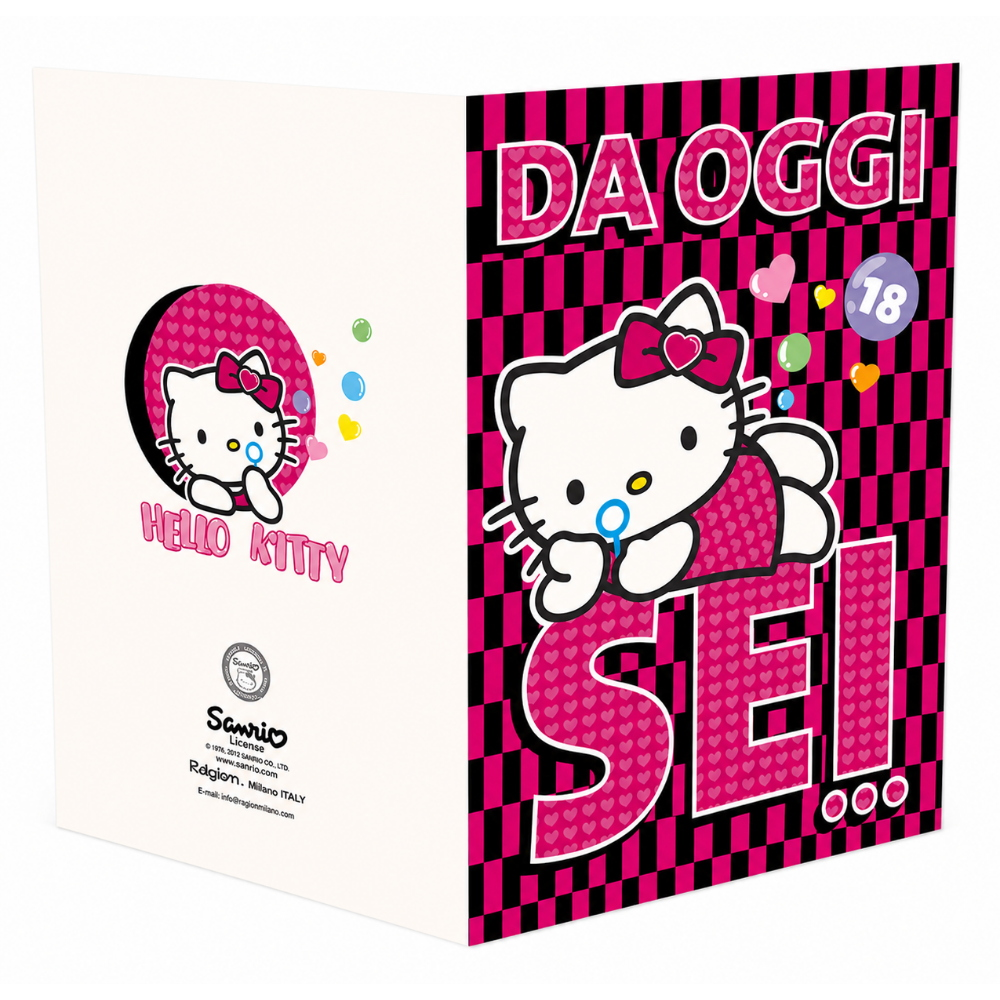 Biglietto Auguri 18 Anni Hello Kitty Originale Sanrio per Ragazza