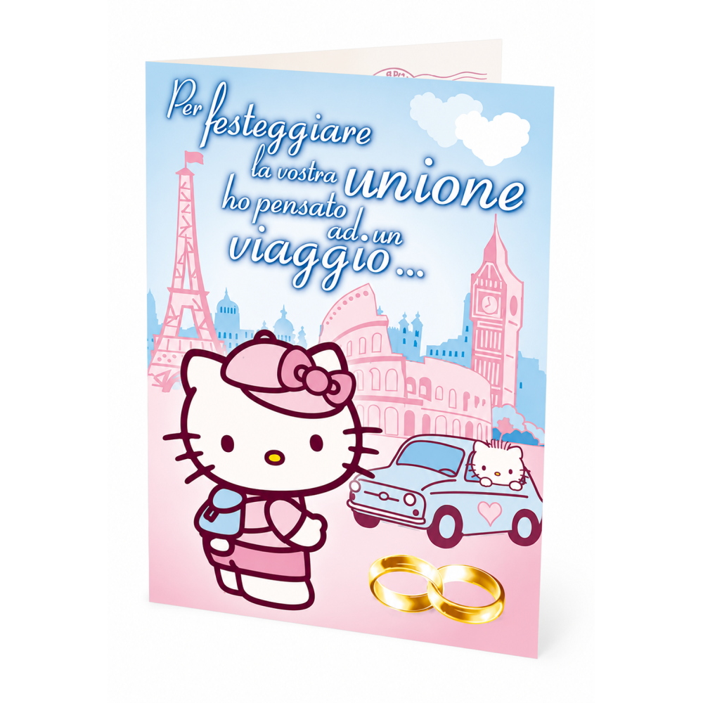 Biglietto Auguri Matrimonio Hello Kitty Originale Sanrio Tema Viaggio Sposi
