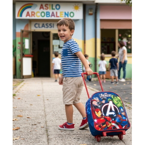 ZAINO ASILO TROLLEY AVENGERS MARVEL BORSA PER SCUOLA MATERNA TEMPO LIBERO - 506381