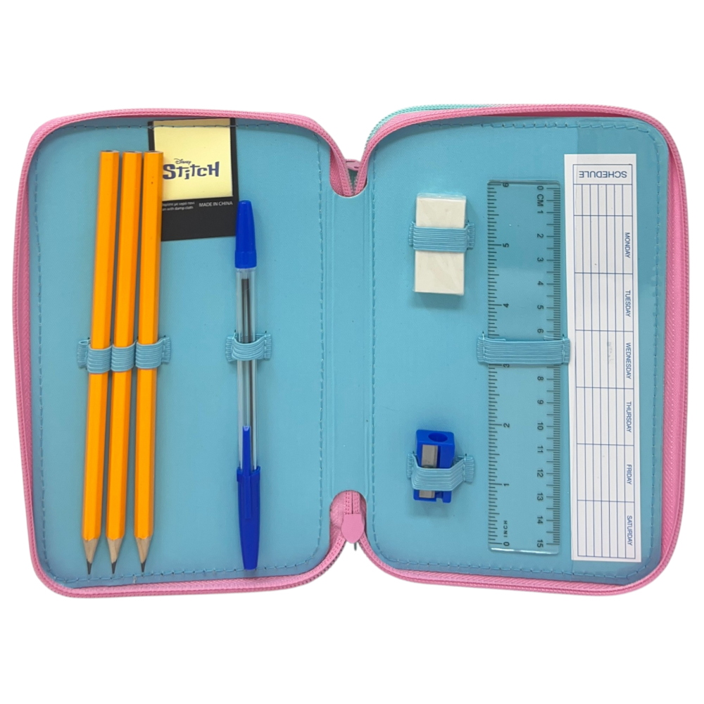 ASTUCCIO 3 ZIP SCUOLA STITCH DISNEY MULTISCOMPARTO PORTACOLORI GIOTTO - 8002833