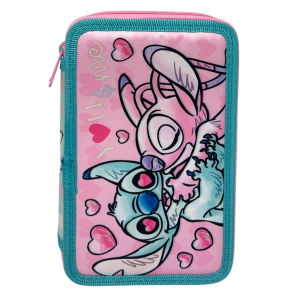 ASTUCCIO 3 ZIP SCUOLA STITCH DISNEY MULTISCOMPARTO PORTACOLORI GIOTTO - 1004E5292