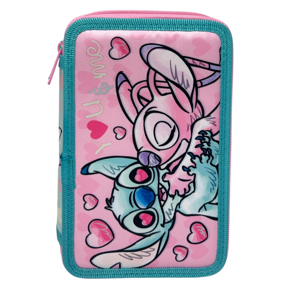 ASTUCCIO 3 ZIP SCUOLA STITCH DISNEY MULTISCOMPARTO PORTACOLORI GIOTTO - 1004E5292