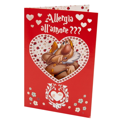 Biglietto Auguri Disney Eolo Biancaneve Romantico con Portafoto Cuore