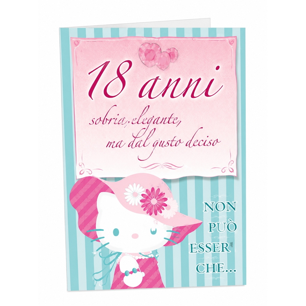 Biglietto Auguri 18 Anni Hello Kitty Divertente e Originale