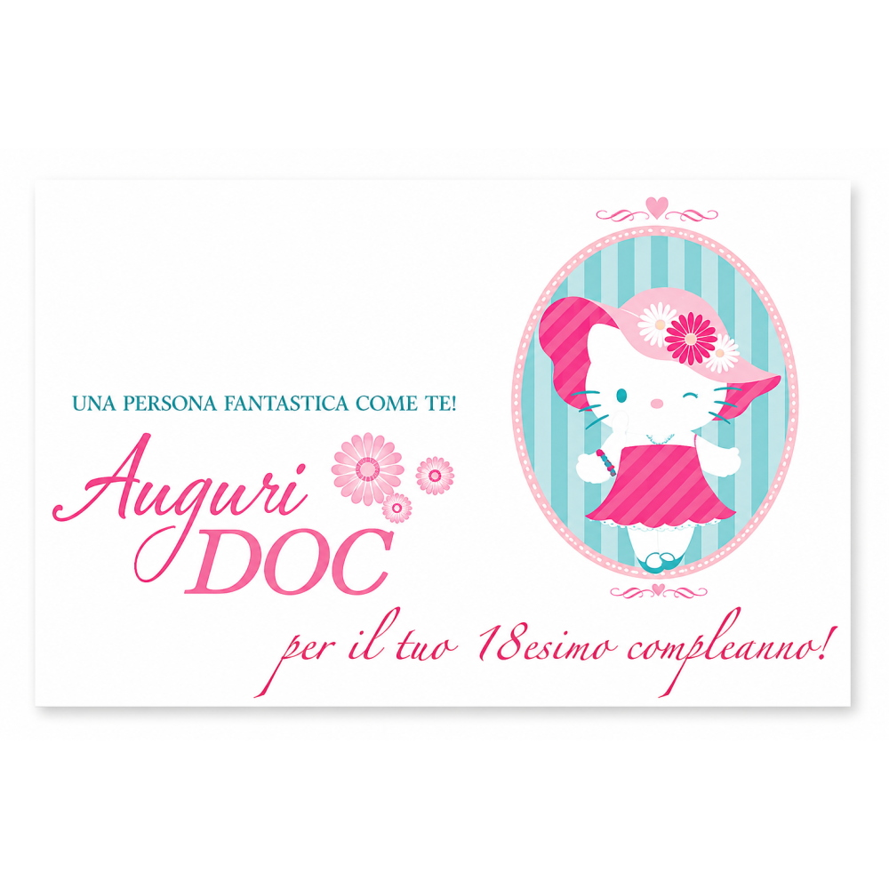 Biglietto Auguri 18 Anni Hello Kitty Divertente e Originale