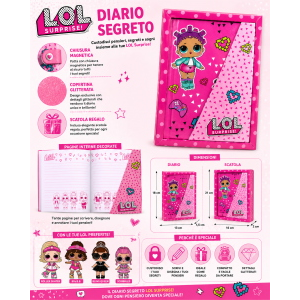 DIARIO SEGRETO LOL SURPRISE CON GLITTER CONFEZIONE REGALO BAMBINA - MT09