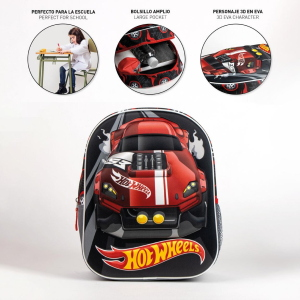 ZAINO ASILO 3D HOT WHEELS BORSA CON APPLICAZIONI 32 CM PER SCUOLA MATERNA DA PASSEGGIO - 5873