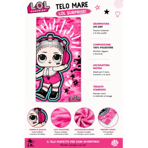 TELO MARE LOL SURPRISE BEATS IN MICROCOTONE CM. 137X67 100%PL-LO 0074