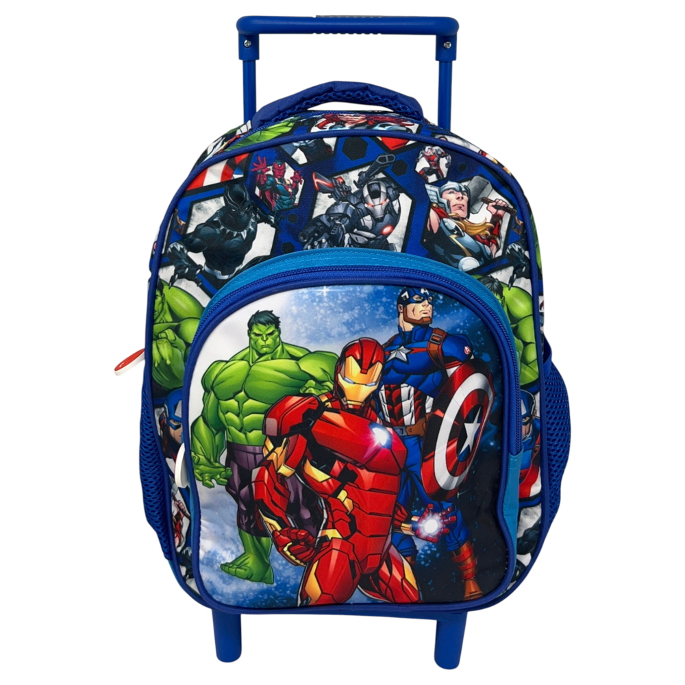 ZAINO ASILO TROLLEY AVENGERS MARVEL CON TASCA FRONTALE 30 CM. MANICO ALLUNGABILE - 673047