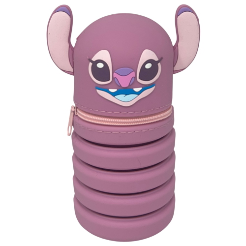 TOMBOLINO IN SILICONE STITCH ANGEL DISNEY ASTUCCIO ESTENSIBILE PORTA CANCELLERIA 20 CM - LST1266-G