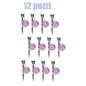 SET 12 PENNE KUROMI CON POMPON 18 CM IDEA REGALO - KU00006X12