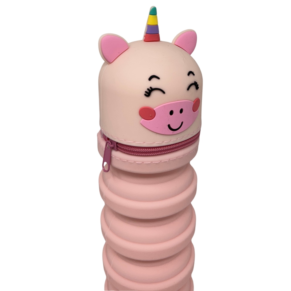 TOMBOLINO IN SILICONE UNICORNO ASTUCCIO ESTENSIBILE PORTA CANCELLERIA 20 CM - UNI1266