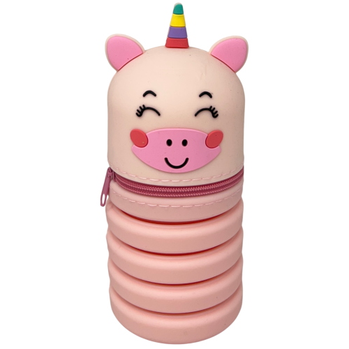 TOMBOLINO IN SILICONE UNICORNO ASTUCCIO ESTENSIBILE PORTA CANCELLERIA 20 CM - UNI1266
