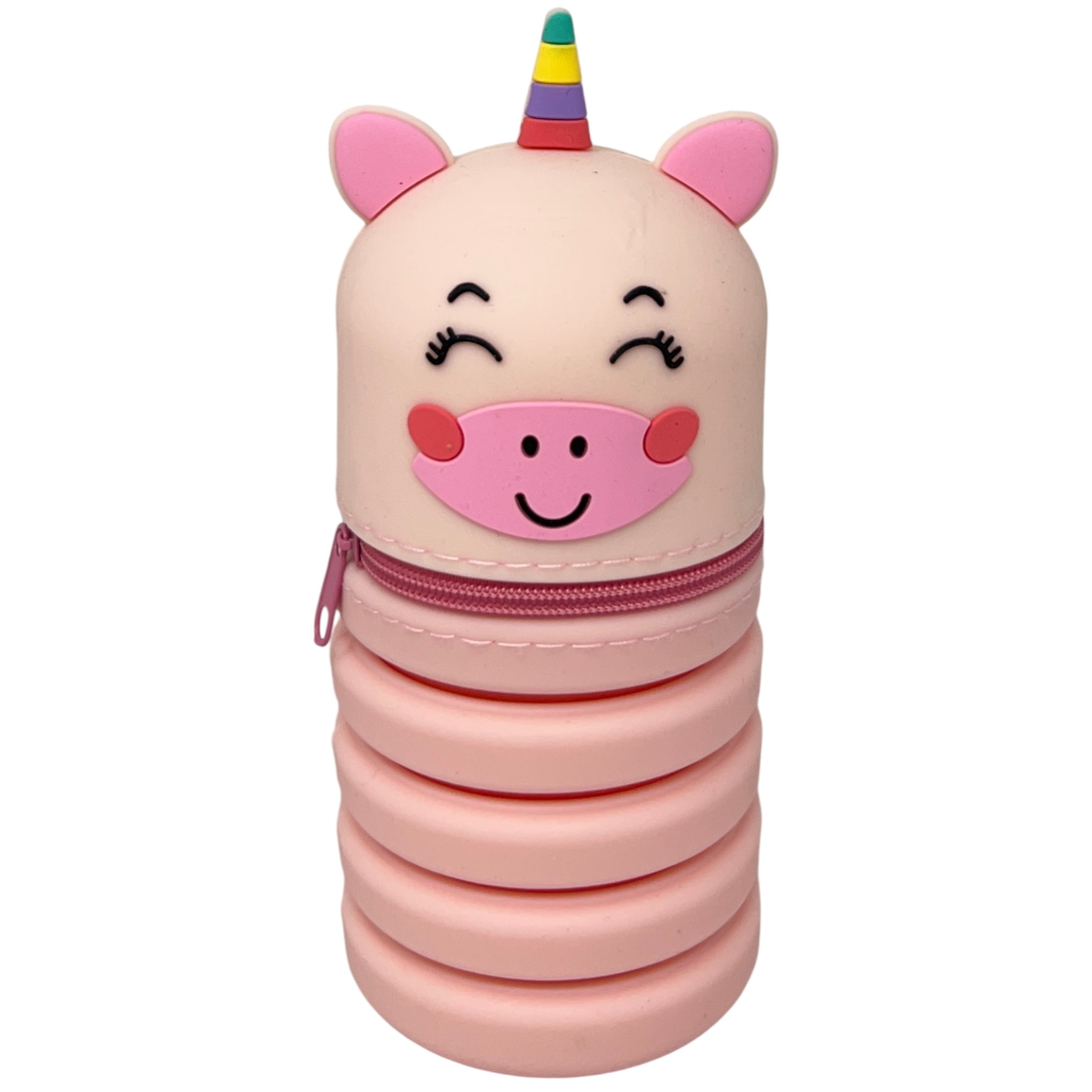 TOMBOLINO IN SILICONE UNICORNO ASTUCCIO ESTENSIBILE PORTA CANCELLERIA 20 CM - UNI1266