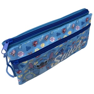 TOMBOLINO STITCH DISNEY 3 SCOMPARTI BUSTINA ASTUCCIO PORTACOLORI 22 CM - LST1337-B