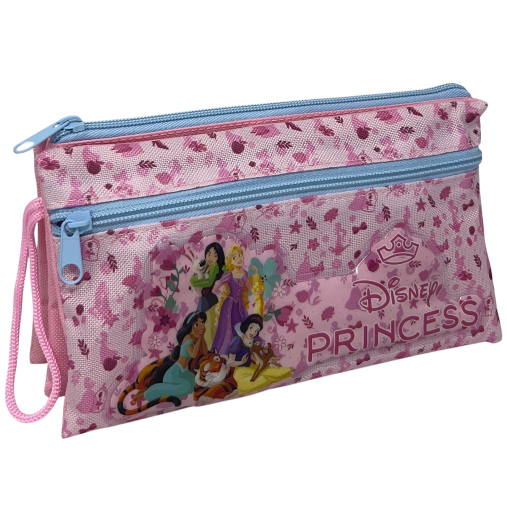 TOMBOLINO PRINCIPESSE DISNEY 3 SCOMPARTI BUSTINA ASTUCCIO PORTACOLORI 22 CM - PR1337