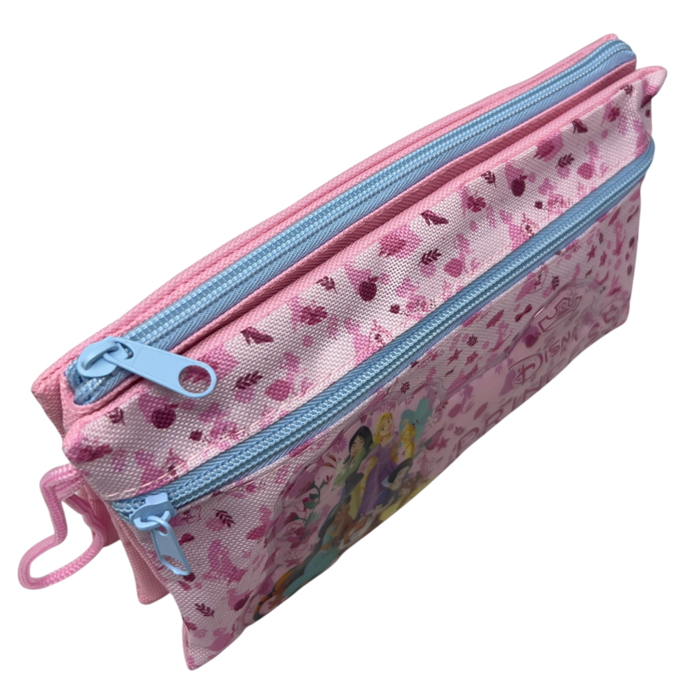 TOMBOLINO PRINCIPESSE DISNEY 3 SCOMPARTI BUSTINA ASTUCCIO PORTACOLORI 22 CM - PR1337