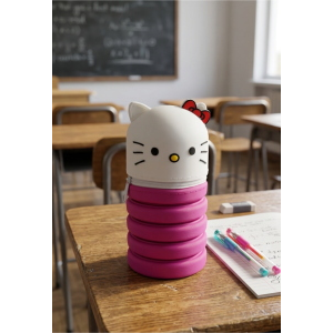 TOMBOLINO IN SILICONE HELLO KITTY SANRIO ASTUCCIO ESTENSIBILE PORTA CANCELLERIA 20 CM - 699702
