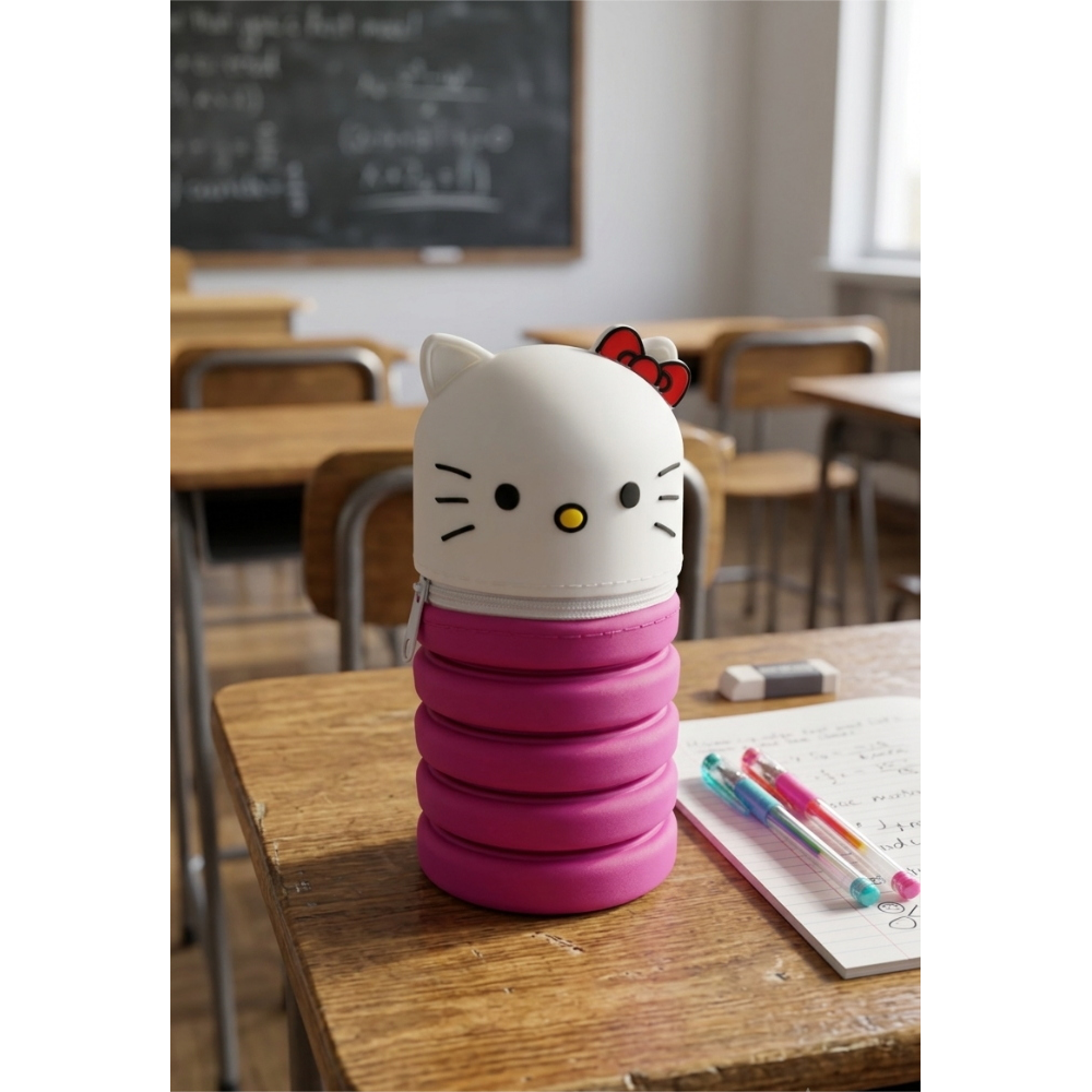 TOMBOLINO IN SILICONE HELLO KITTY SANRIO ASTUCCIO ESTENSIBILE PORTA CANCELLERIA 20 CM - 699702