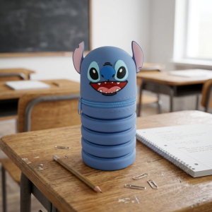 TOMBOLINO IN SILICONE STITCH DISNEY ASTUCCIO ESTENSIBILE PORTA CANCELLERIA 20 CM - LST1266-B