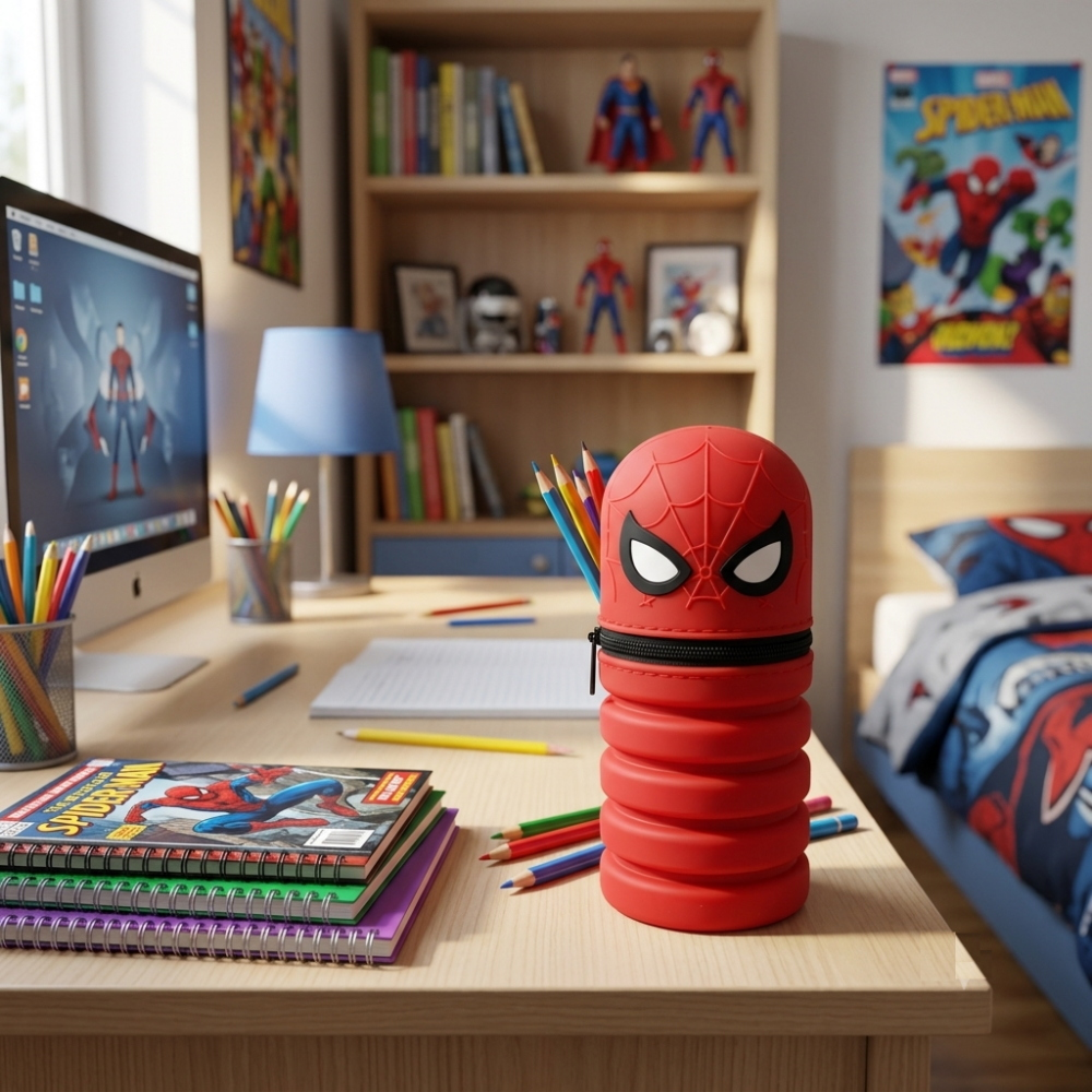 TOMBOLINO IN SILICONE SPIDERMAN MARVEL ASTUCCIO ESTENSIBILE PORTA CANCELLERIA 20 CM - SPI1266